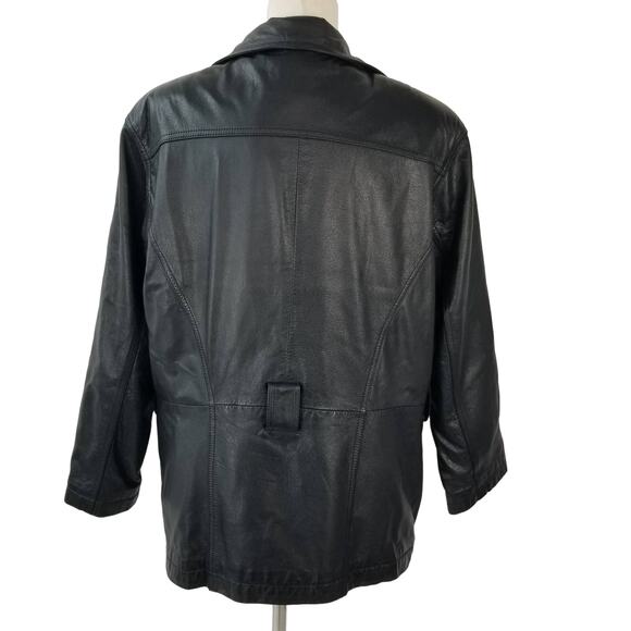 Wilsons Black Leather Coat Jacket Thinsulate Removeable Liner Vintage Medium - Picture 3 of 8